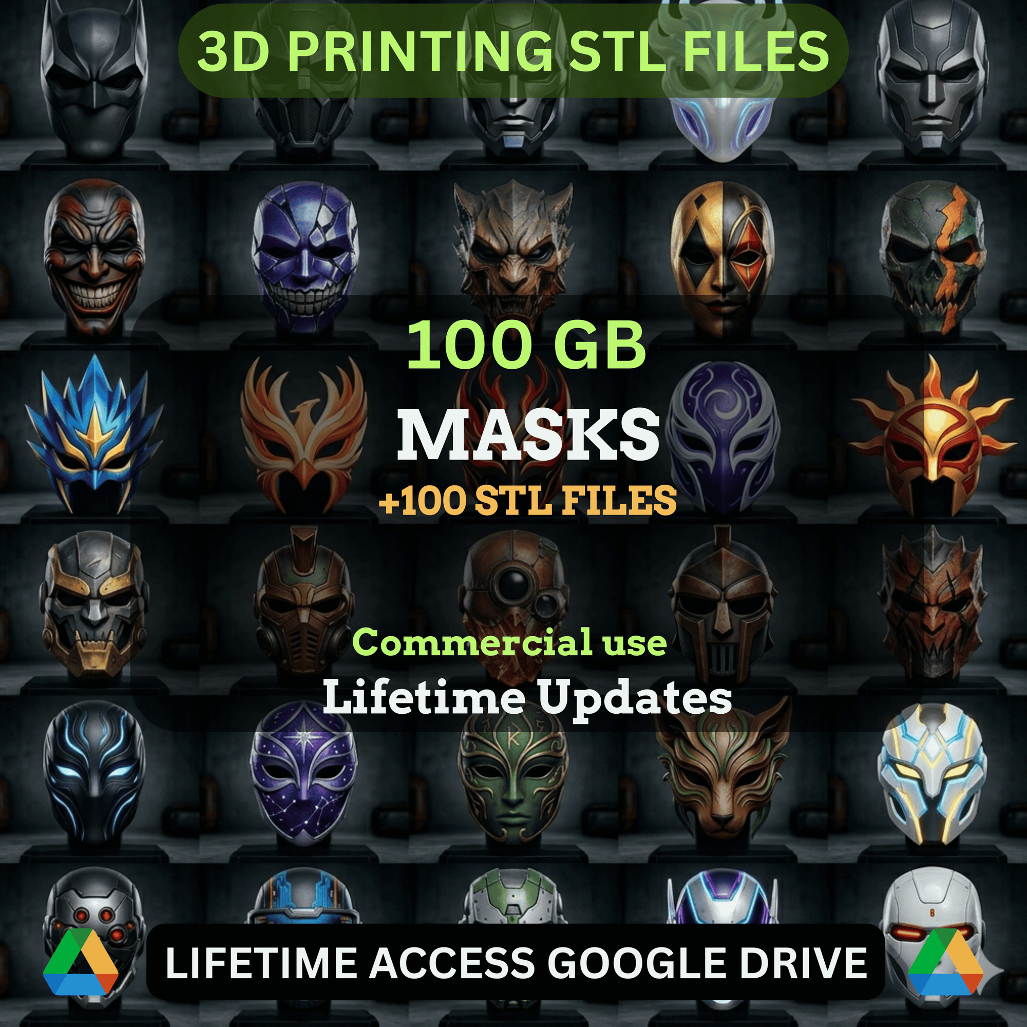 Ultimate Mask STL Studio: 100+ Premium Files | 100GB Lifetime Updates | Google Drive