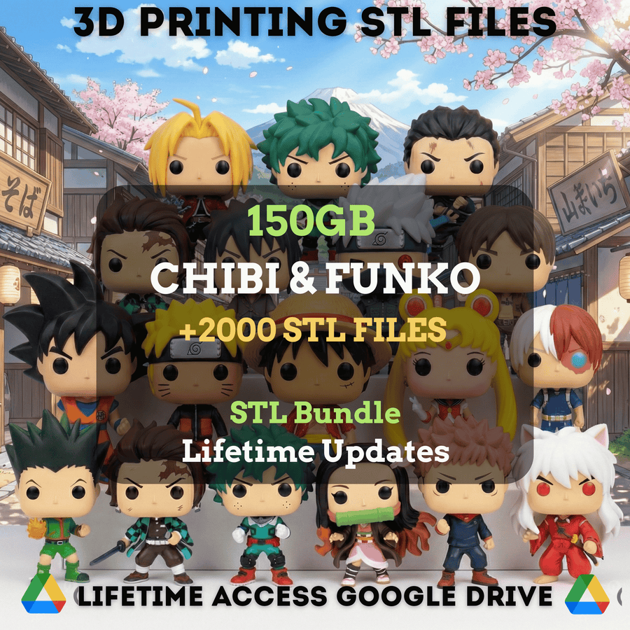 Chibi & Funko STL Mega Bundle: 2,000+ STL Files for 3D Printing | 150GB Lifetime Updates | Google Drive