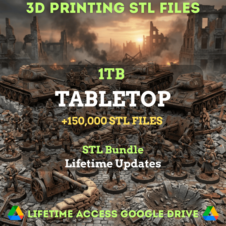 Tabletop STL Mega Bundle: 150,000+ STL Files for 3D Printing | 1TB Lifetime Updates | Google Drive ⚔️🛡️🖨️