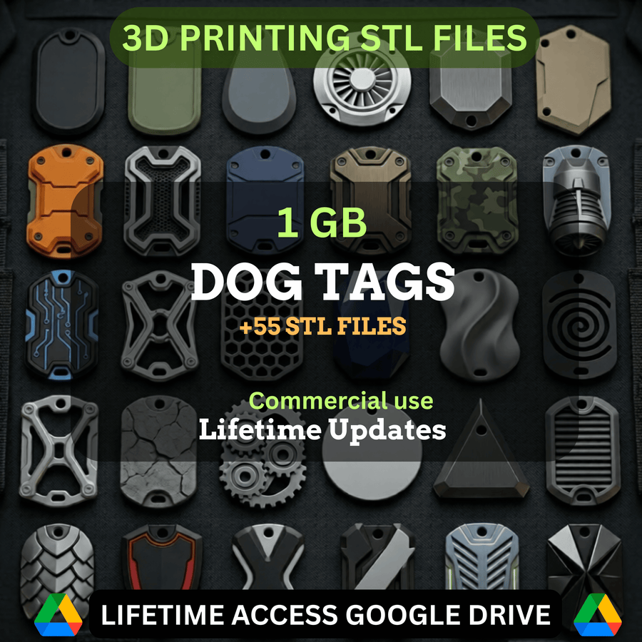 Dog Tag STL Mini Bundle: 55 Exclusive STL Files for 3D Printing | 1GB Lifetime Updates | Google Drive