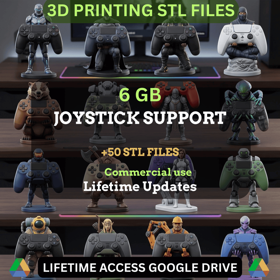 Joystick STL Mini Bundle: 50 Exclusive STL Files for 3D Printing | 6GB Lifetime Updates | Google Drive