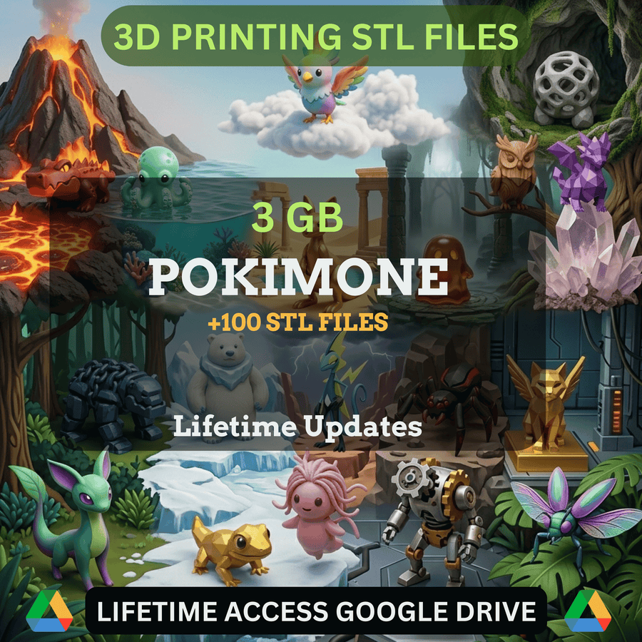 Pokimon STL Mega Bundle: 200+ STL Files for 3D Printing | 3GB Lifetime Updates | Google Drive