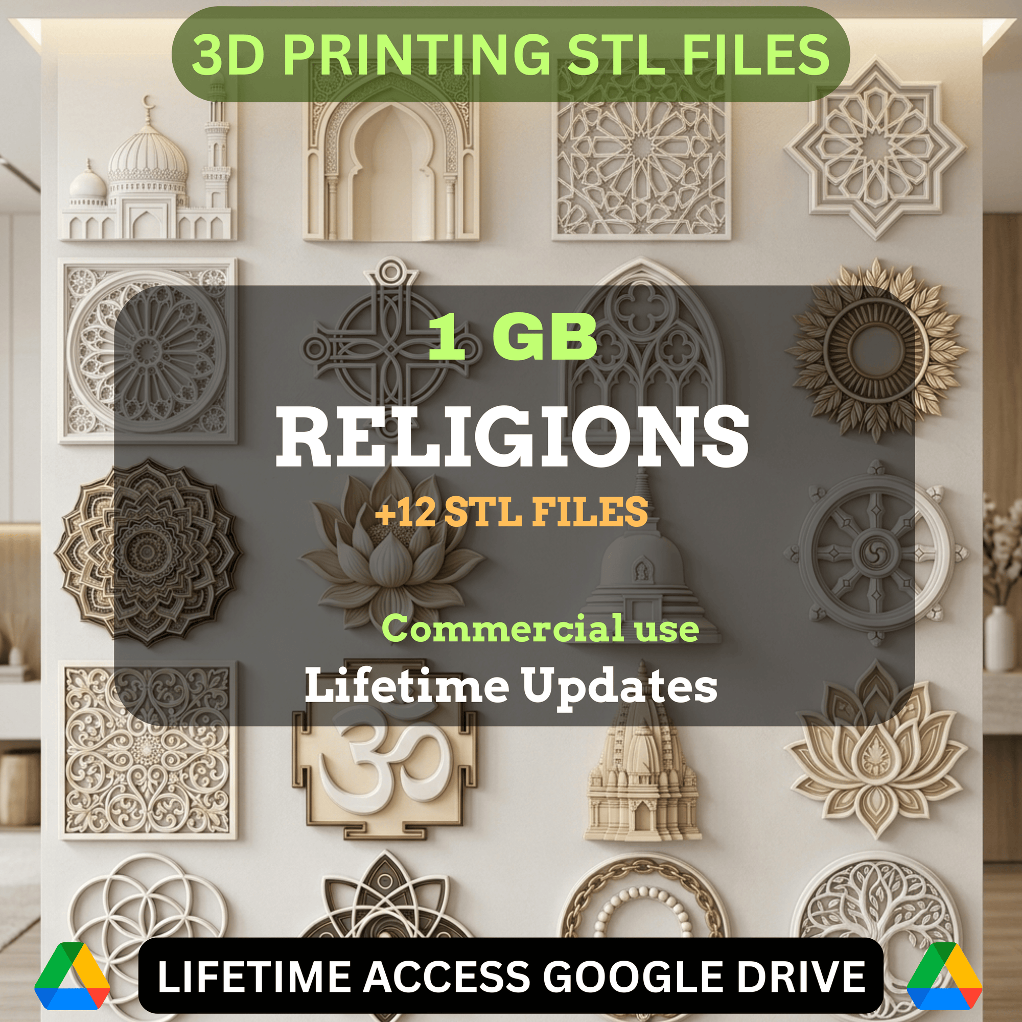 Religions STL Mini Bundle: 12+ Exclusive STL Files for 3D Printing | 1GB Lifetime Updates | Google Drive