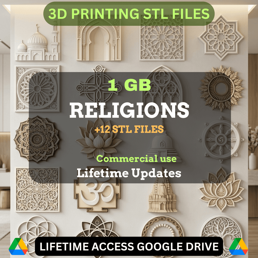 Religions STL Mini Bundle: 12+ Exclusive STL Files for 3D Printing | 1GB Lifetime Updates | Google Drive