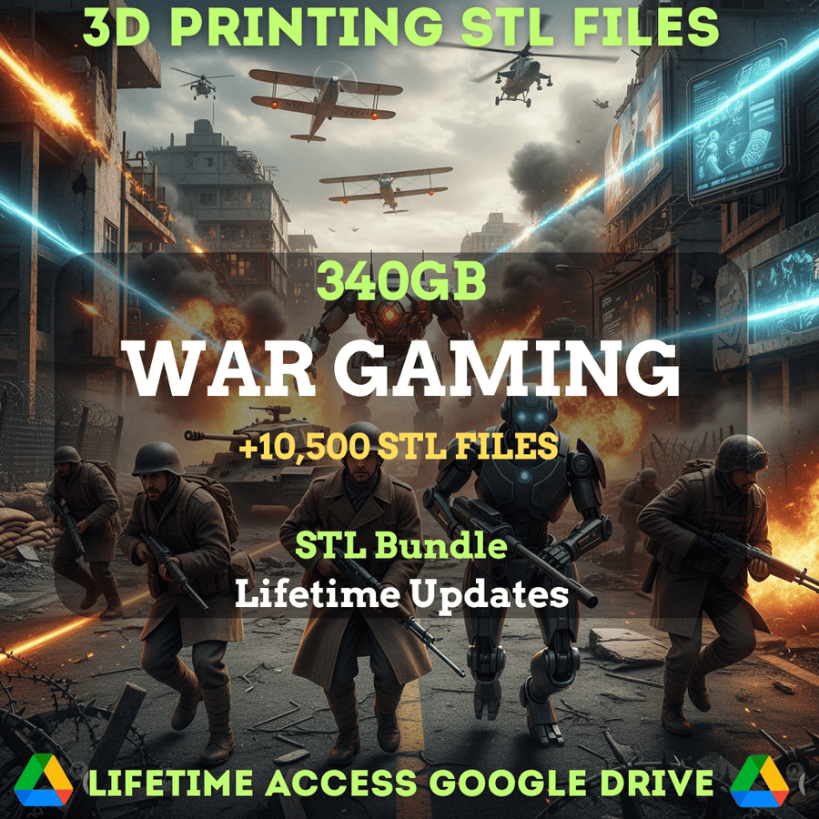 War Gaming STL Mega Bundle: 10,500+ STL Files for 3D Printing | 340GB Lifetime Updates | Google Drive