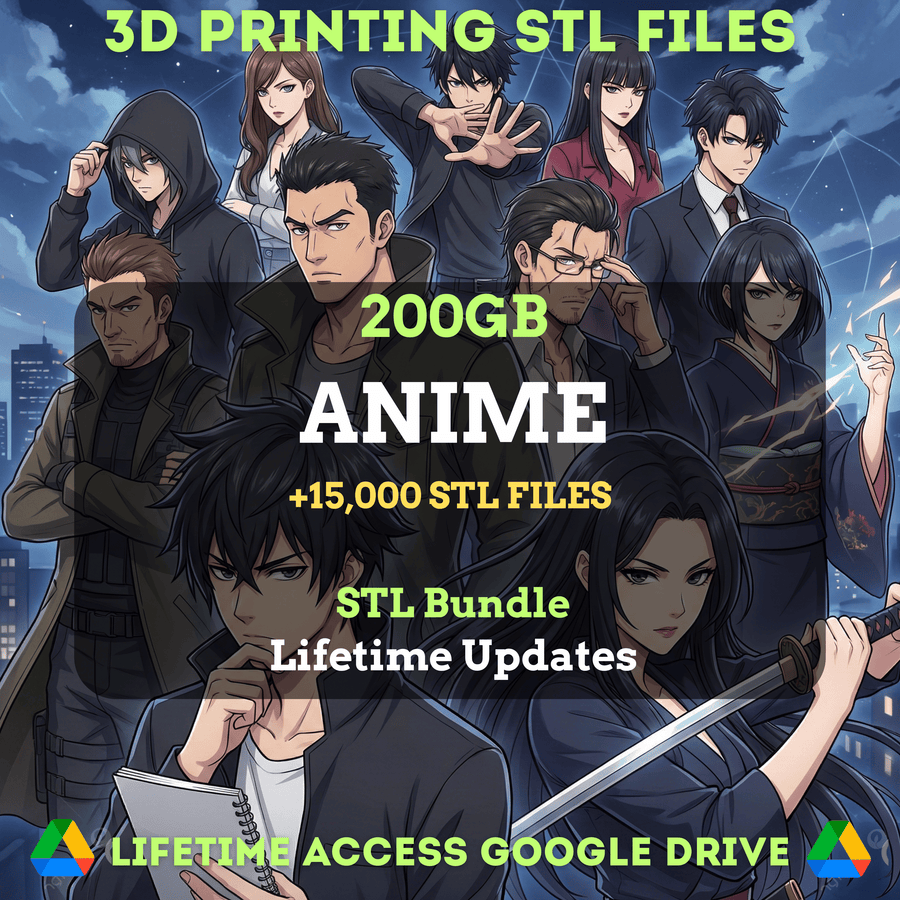Anime STL Mega Bundle: 15,000+ STL Files for 3D Printing | 200GB Lifetime Updates | Google Drive