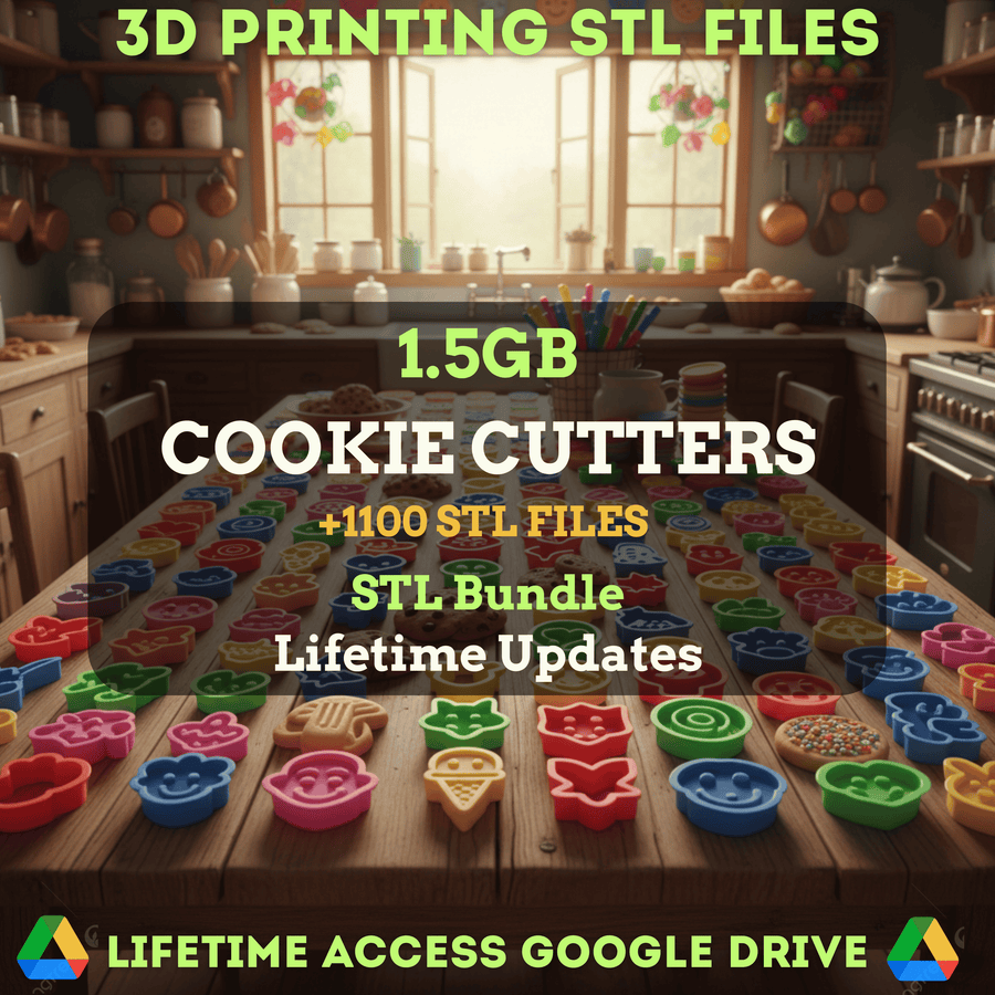 Cookie Cutters STL Mega Bundle: 1,100+ STL Files for 3D Printing | 1.5GB Lifetime Updates | Google Drive