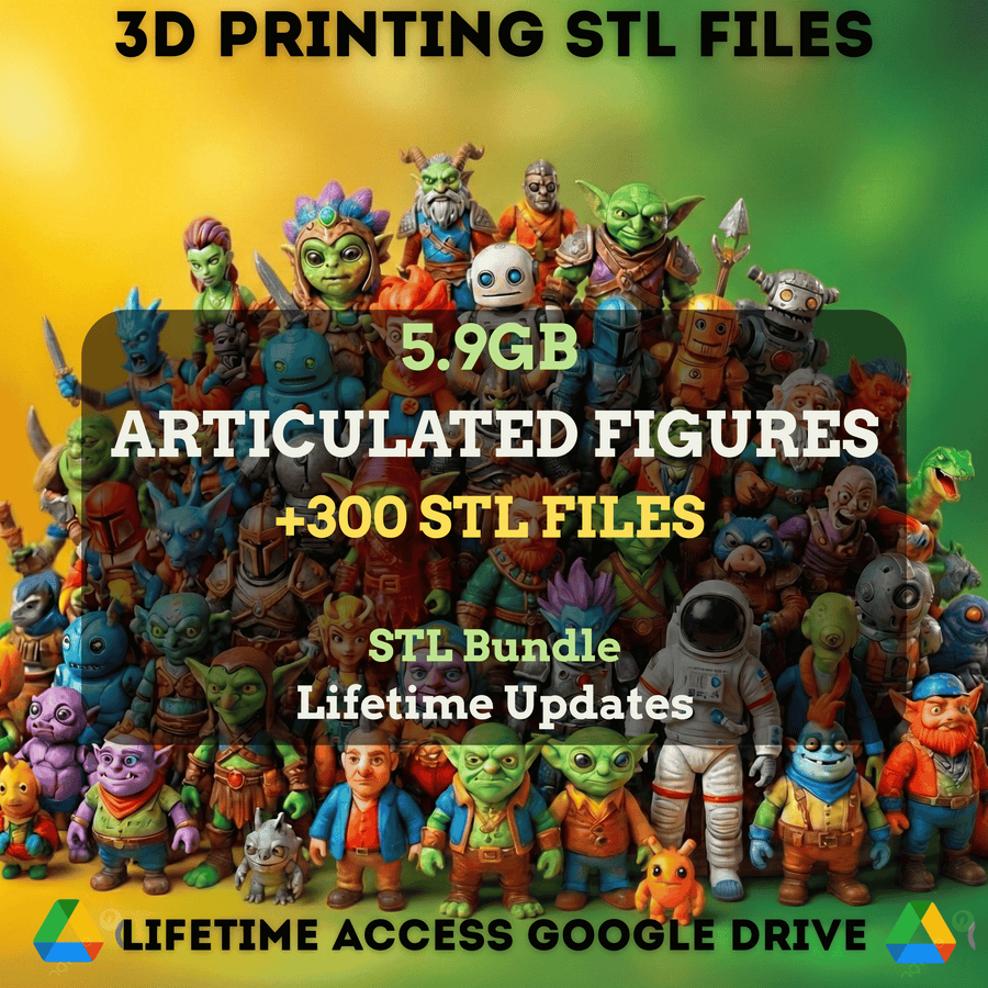Articulated Figures STL Mega Bundle: 300+ STL Files for 3D Printing | 5.9GB Lifetime Updates | Google Drive