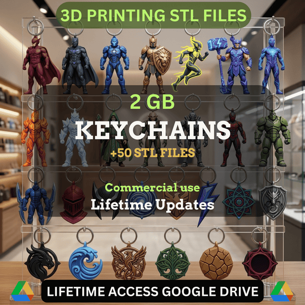 Keychain STL Mega Bundle: 50+ Exclusive STL Files for 3D Printing | 2G ...