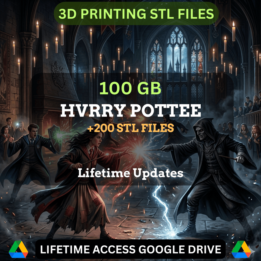 Hvrry Pottee STL Mega Bundle: 200+ Files | 100GB Lifetime Updates | Google Drive